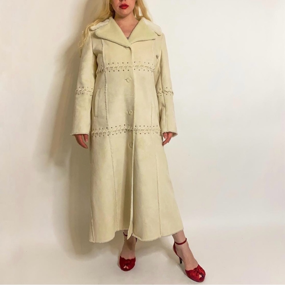 Scandinavian Faux Fur ivory long jacket